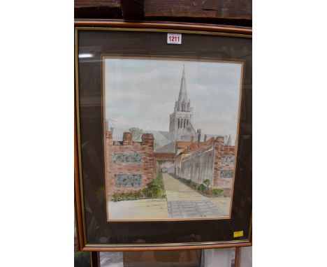 English School, Chichester Cathedral, a pair, one monogrammed, watercolour, 34 x 20cm; together with another similar R Loftho