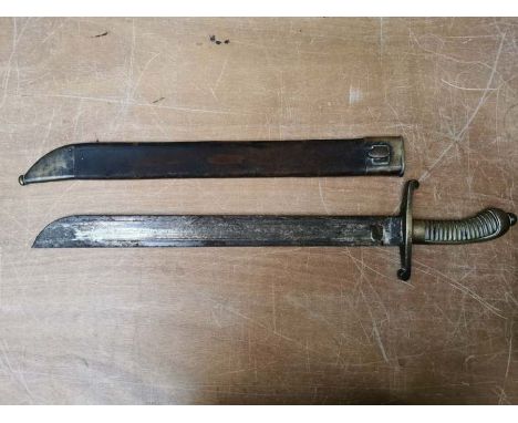 A German Saxony M1845 Fusiliers Short sword &amp; Scabbard(faschinenmesser). Blade is lightly rusted but well oiled. markings