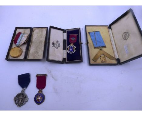 Masonic Interest, a collection of boxed and unboxed Masonic silver, silver gilt and enamel decorations/medals and badges (par