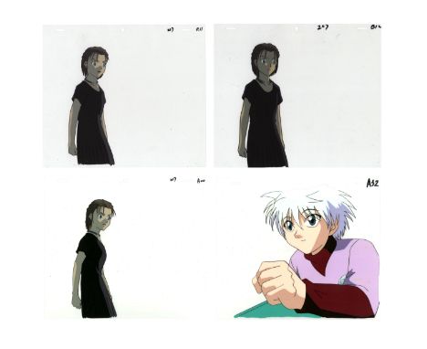 Set of 4 cels:Character(s): Mito Freecss / Killua ZoldyckSeries: Hunter x HunterStudio: Nippon AnimationDate: 1999-2001Condit