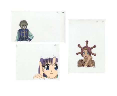 Set of 3  cels:Character(s): Kurapika / MenchiSeries: Hunter x HunterStudio: Nippon AnimationDate: 1999-2001Condition: Pan ce