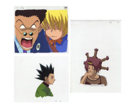 Set of 3 cels:Character(s): Leorio, Kurapika / Gon / MenchiSeries: Hunter x HunterStudio: Nippon AnimationDate: 1999-2001Cond