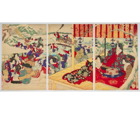 Artist: Yoshitoshi Tsukioka (1839-1892)Title: Snowing, from Snow, Moon, and FlowersPublisher: Okura MagobeiDate: 1882Size: (L