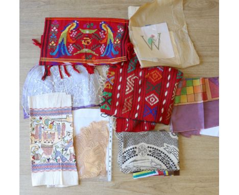 A cotton printed African religious commemorative panel, dated 1897-1957, together with various samples of types of quilting, 