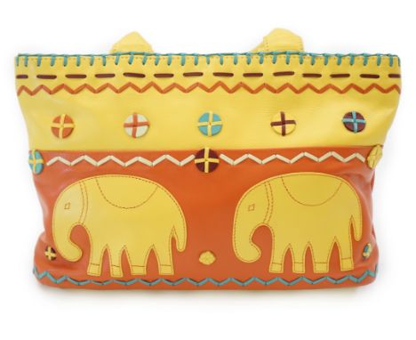 A Radley 'Ethnic Elephant' rare grab bag from 2004, Elephants and Scottie dog design, with shoulder strap and dust bag, comes