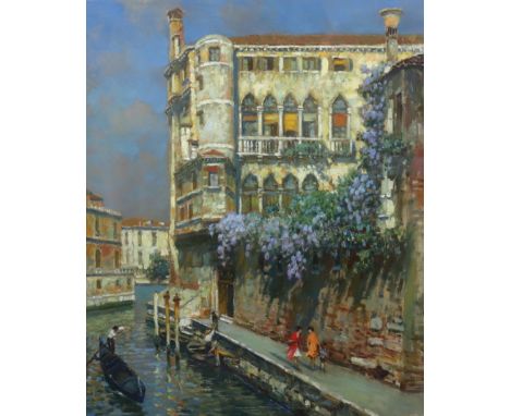 Luigi Lanza (Italian, b.1860), oil on canvas, Venetian canal scene, signed 70 x 58cm***CONDITION REPORT***Oil on original can