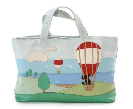 A Radley 'Up Up and Away' multicoloured leather grab handle bag 2005, with Scottie dog in hot air balloon design. Style no: 5