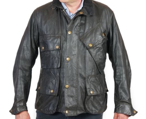 A vintage Barbour waxed motorcycle jacket, Style PN69, size 40***CONDITION REPORT***Light wear from use throughout, small sti
