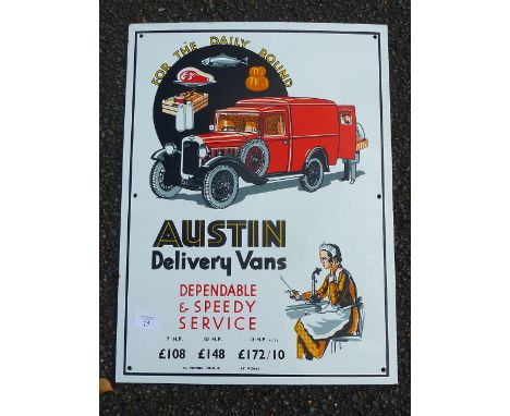 ENAMEL SIGN FOR THE DAIRY ROUNDS - AUSTIN DELIVERY VANS. POSSIBLY REPRO