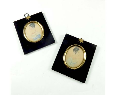 2 OVAL PORTRAIT MINIATURES DEPICTING LADIES