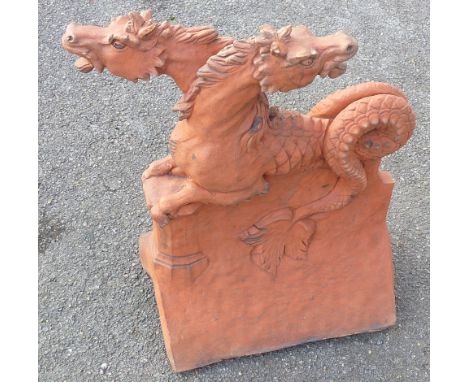 ORNATE RIDGE TILE WITH MYTHOLOGICAL SEA DRAGON