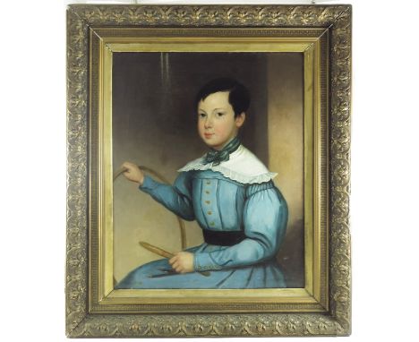 OIL ON CANVAS PORTRAIT DEPICTING SIR ARTHUR SULLIVAN AGED 10 AS ILLUSTRATED IN PERCY YOUNG BOOK