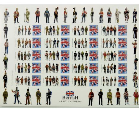 STAMPS, 2005 BRITISH ARMY UNIFORMS SHEET OF 20 1ST CLASS STAMPS UNMNTD