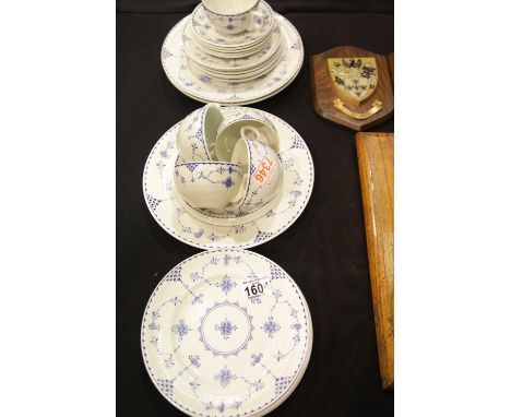 Furnivals Denmark pattern part tea service (27 pieces). Not available for in-house P&P.Condition Report: All pieces appear wh