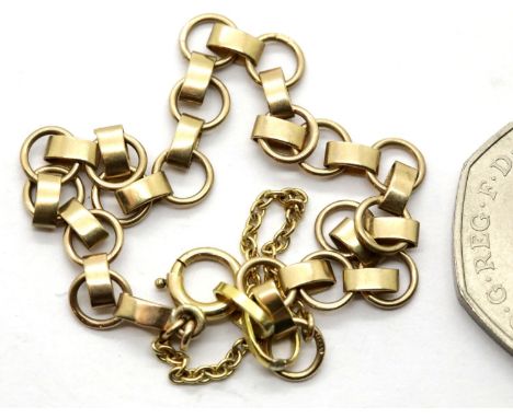 Ladies gold plated link bracelet, 5.6g. P&amp;P Group 1 (£14+VAT for the first lot and £1+VAT for subsequent lots) 