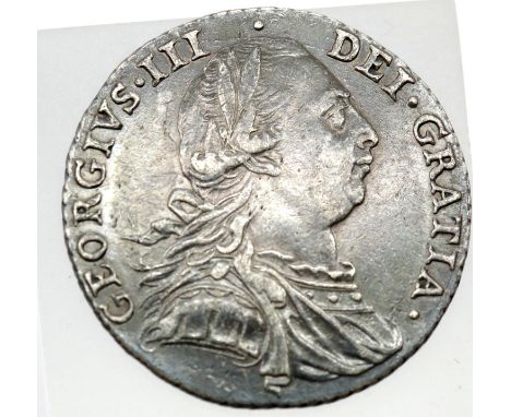 1787 Silver Shilling of King George III. P&amp;P Group 1 (£14+VAT for the first lot and £1+VAT for subsequent lots) 