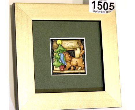 Square framed King Charles Spaniel plaque, plaque 5 cm, frame 14 cm. P&amp;P Group 3 (£25+VAT for the first lot and £5+VAT fo