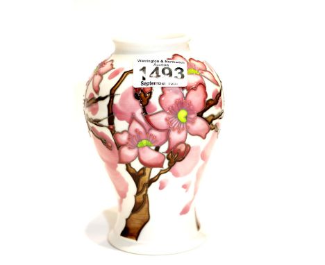 Moorcroft Pink Confetti vase signed E Bossoms, H: 16 cm. P&P Group 2 (£18+VAT for the first lot and £3+VAT for subsequent lot