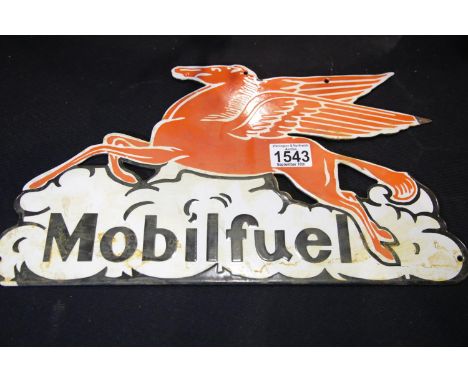 Mobil Fuel enamel sign, W: 39 cm. P&amp;P Group 3 (£25+VAT for the first lot and £5+VAT for subsequent lots) 