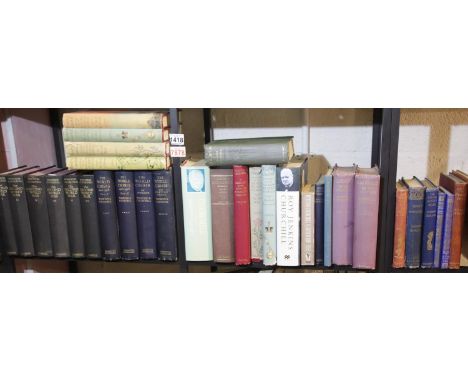 Two shelves of Winston Churchill books including biographies. Not available for in-house P&P.Condition Report: All first impr