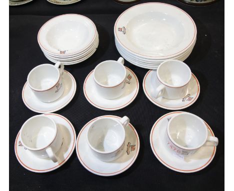 Part Harrison Line tea and dinnerware, including six cups and saucers. P&amp;P Group 3 (£25+VAT for the first lot and £5+VAT 
