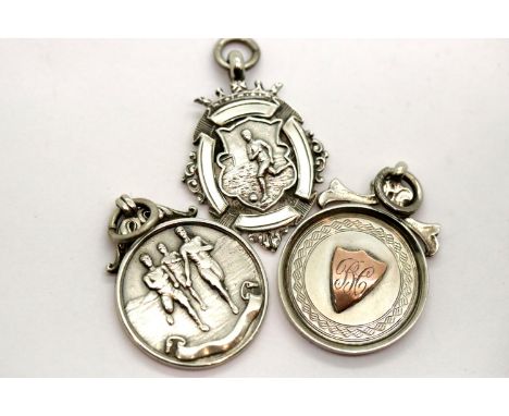 Three hallmarked silver fobs, 25g. P&amp;P Group 1 (£14+VAT for the first lot and £1+VAT for subsequent lots) 