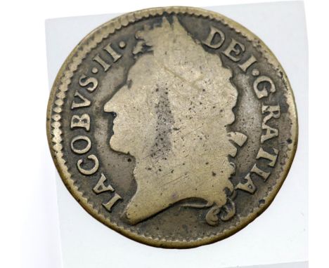 1690 Shilling - King James II - Civil war gun money - emergency issue to pay troops. P&amp;P Group 1 (£14+VAT for the first l