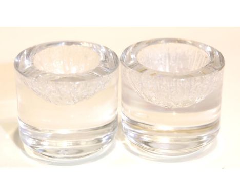 Daum France, a pair of signed mid century open salts, each H: 45 mm. P&amp;P Group 1 (£14+VAT for the first lot and £1+VAT fo