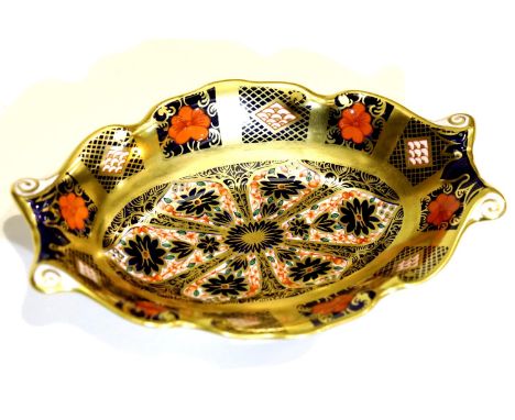 Royal Crown Derby 1128 pattern pin dish, L: 14 cm. P&amp;P Group 1 (£14+VAT for the first lot and £1+VAT for subsequent lots)