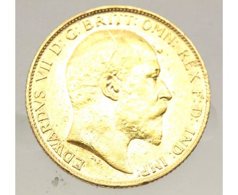 1908 Gold Half Sovereign - King Edward VII. P&amp;P Group 1 (£14+VAT for the first lot and £1+VAT for subsequent lots) 