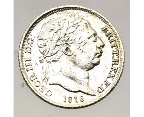 1816 - Silver Sixpence of mad king George III. P&amp;P Group 1 (£14+VAT for the first lot and £1+VAT for subsequent lots) 