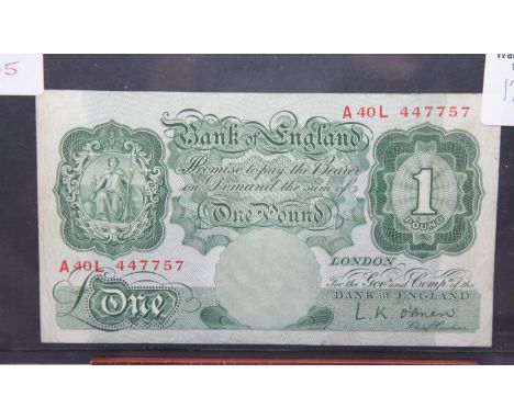 O'Brien £1 note A40L. P&amp;P Group 1 (£14+VAT for the first lot and £1+VAT for subsequent lots) 
