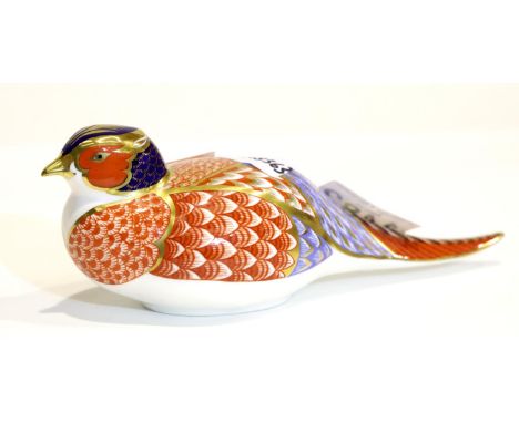 Royal Crown Derby pheasant with silver stopper. P&amp;P Group 2 (£18+VAT for the first lot and £3+VAT for subsequent lots) 