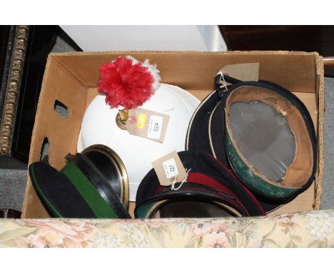 A Royal Marines Wolseley helmet and three dress hats, various