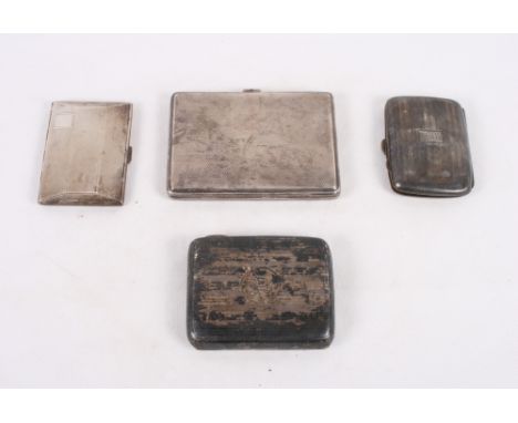 Four engine turned silver cigarette cases, 12.5oz troy approx