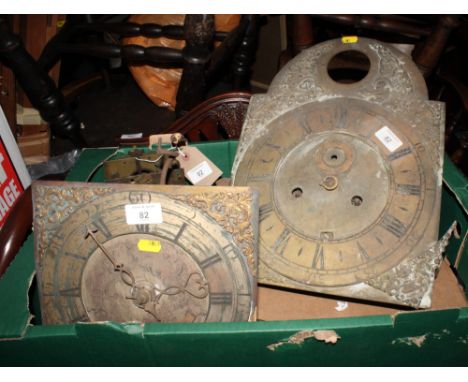 An 18th Century brass and silvered dial with associated four pillar movement by Selby, Wareham, 10" wide, an 18th Century bra
