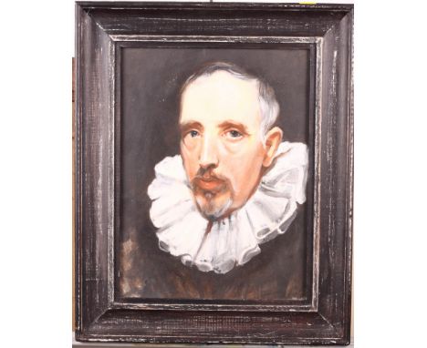 An oil on board, portrait of Cornelis van der Geest after van Dyck original  in the National Gallery, in painted frame