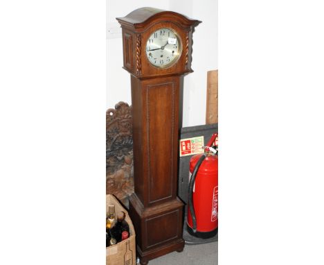 A Mappin & Webb oak long case clock with eight-day striking and chiming movement, 51 1/2" high