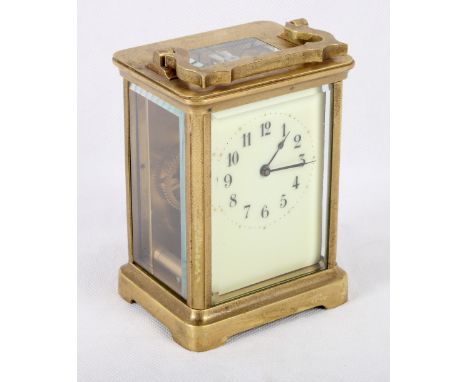A brass cased carriage clock, 5" high