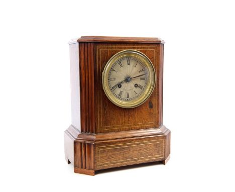 Victorian mantel clock with eight day spring-driven movement, silk suspension, slow / fast regulator and outside countwheel, 
