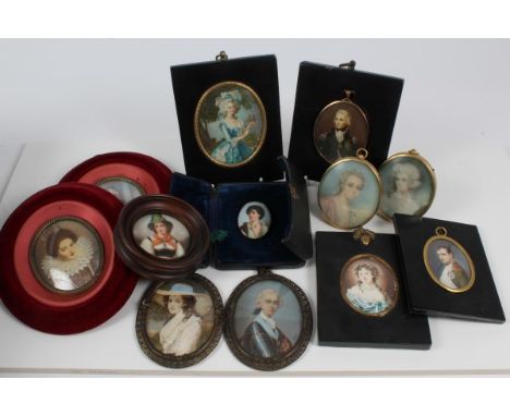 Collection of 19th and 20th century portrait miniatures including Lord Nelson, Napoleon and various female beauties (12)