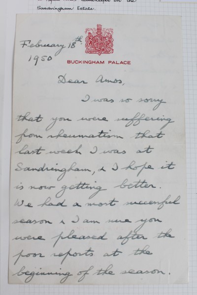 HM King George VI - handwritten letter on Buckingham Palace headed ...