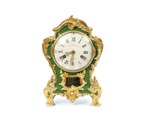 19th century French mantel clock with eight day movement, outside countwheel striking on a bell, signed - Gaquerelle A. Paris