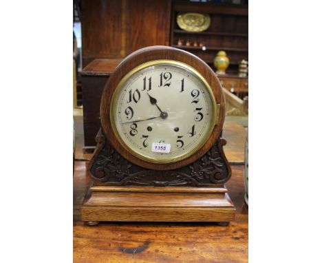 Late Victorian mantel clock with German eight day quarter striking spring-driven movement, on two gongs, back plate signed - 