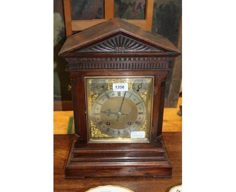 Late Victorian mantel clock with German eight day quarter striking spring-driven movement on two gongs, back plate signed - W