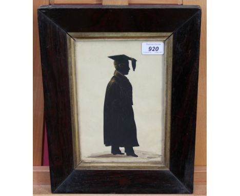 Attributed to William James Hubard (1807 - 1862), portrait silhouette of a gentleman in mortar board and gown, inscribed on r