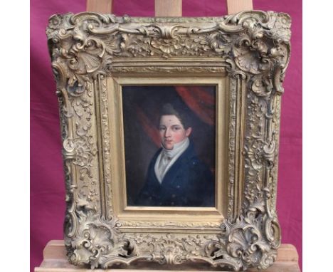 Early 19th century English School oil on panel - portrait of a gentleman, in good quality gilt frame, 22cm x 16cm