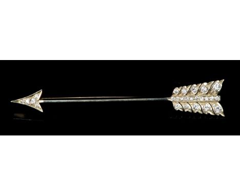 Edwardian diamond arrow brooch with diamond set arrow head and fletchings, 78mm CONDITION REPORT Very good condition