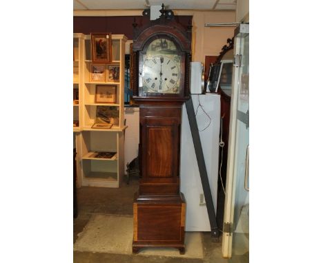 Early nineteenth century eight day longcase clock with eight day bird cage movement with wooden plates, thirteen inch break a