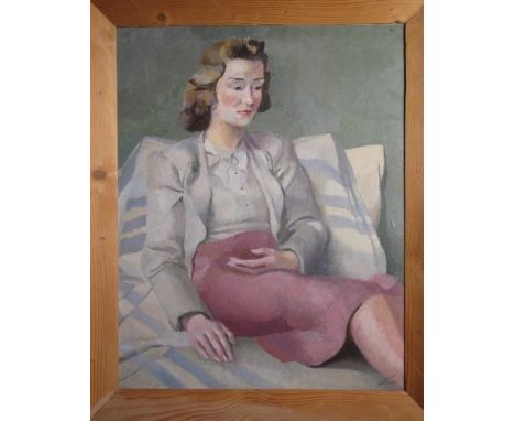 Phoebe Peto Willetts (1917 - 1978), oil on canvas - portrait of a seated lady, signed and dated 1939, framed, 63cm x 51cm
